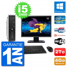 PC HP 8300 SFF Ecran 19" Intel i5-2400 RAM 4Go Disque Dur 2To Windows 10 Wifi