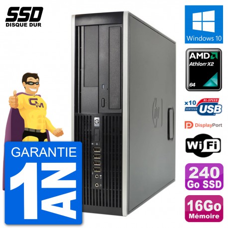 PC HP 6005 SFF AMD Athlon II X2 B24 RAM 16Go SSD 240Go Windows 10 Wifi