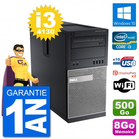 PC Tour Dell 9020 Intel Core i3-4130 RAM 8Go Disque Dur 500Go Windows 10 Wifi