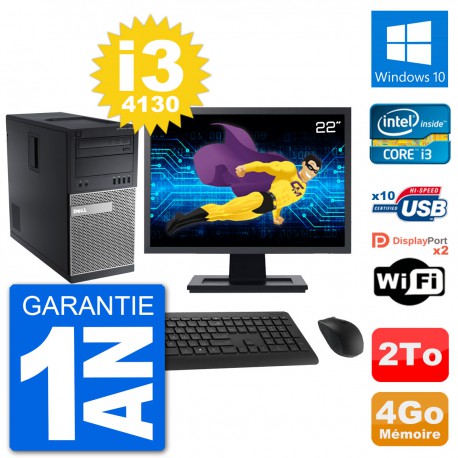 PC Tour Dell 9020 Ecran 22" Intel i3-4130 RAM 4Go Disque 2To Windows 10 Wifi