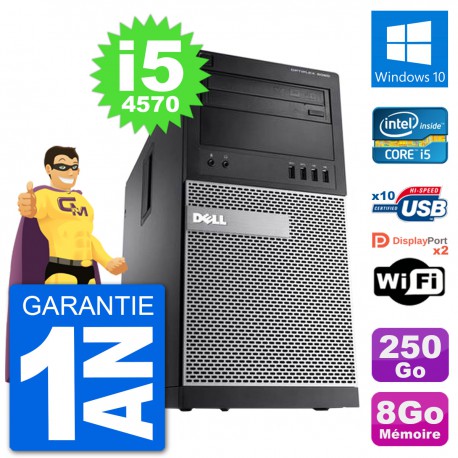 PC Tour Dell 9020 Intel Core i5-4570 RAM 8Go Disque Dur 250Go Windows 10 Wifi