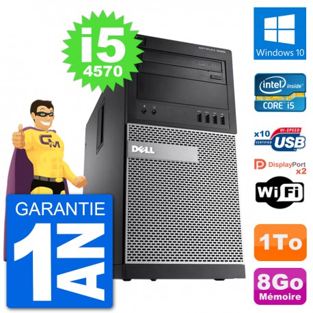 PC Tour Dell 9020 Intel Core i5-4570 RAM 8Go Disque Dur 1To Windows 10 Wifi