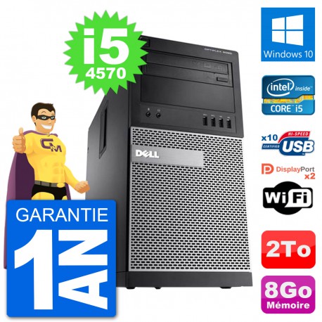 PC Tour Dell 9020 Intel Core i5-4570 RAM 8Go Disque Dur 2To Windows 10 Wifi