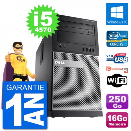 PC Tour Dell 9020 Intel Core i5-4570 RAM 16Go Disque Dur 250Go Windows 10 Wifi