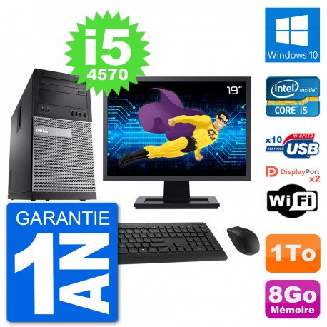 PC Tour Dell 9020 Ecran 19" Intel i5-4570 RAM 8Go Disque 1To Windows 10 Wifi