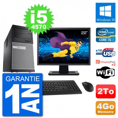 PC Tour Dell 9020 Ecran 22" Intel i5-4570 RAM 4Go Disque 2To Windows 10 Wifi