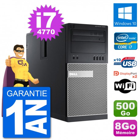 PC Tour Dell 9020 Intel Core i7-4770 RAM 8Go Disque Dur 500Go Windows 10 Wifi