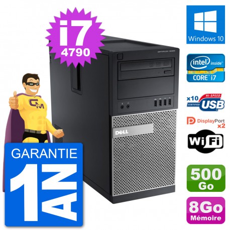 PC Tour Dell 9020 Intel Core i7-4790 RAM 8Go Disque Dur 500Go Windows 10 Wifi