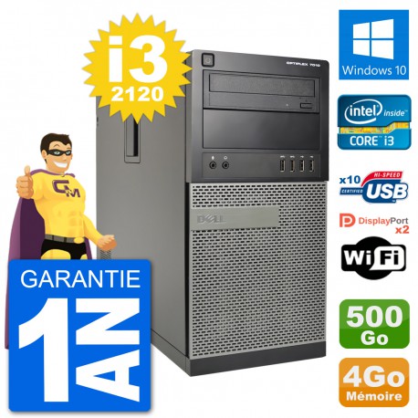 PC Tour Dell 7010 Intel Core i3-2120 RAM 4Go Disque Dur 500Go Windows 10 Wifi