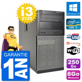 PC Tour Dell 7010 Intel Core i3-2120 RAM 8Go Disque Dur 250Go Windows 10 Wifi