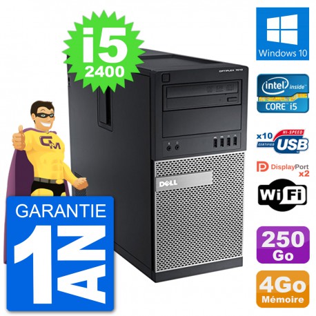 PC Tour Dell 7010 Intel Core i5-2400 RAM 4Go Disque Dur 250Go Windows 10 Wifi