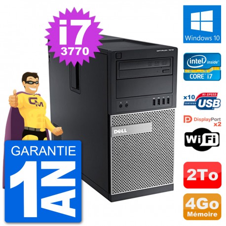 PC Tour Dell 7010 Intel Core i7-3770 RAM 4Go Disque Dur 2To Windows 10 Wifi