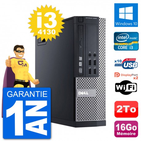 PC Dell 9020 SFF Intel Core i3-4130 RAM 16Go Disque Dur 2To Windows 10 Wifi