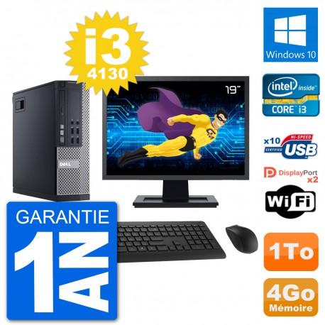 PC Dell 9020 SFF Ecran 19" Intel i3-4130 RAM 4Go Disque 1To Windows 10 Wifi