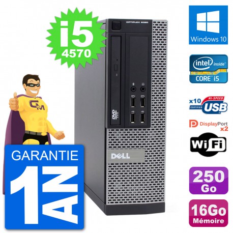 PC Dell 9020 SFF Intel Core i5-4570 RAM 16Go Disque Dur 250Go Windows 10 Wifi