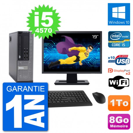 PC Dell 9020 SFF Ecran 19" Intel i5-4570 RAM 8Go Disque 1To Windows 10 Wifi