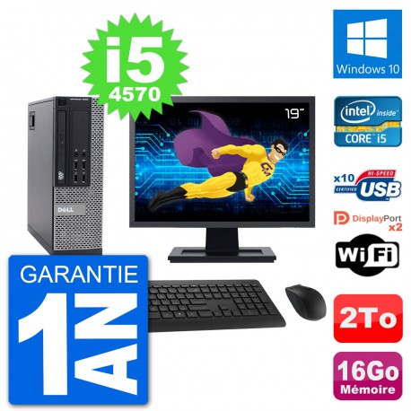 PC Dell 9020 SFF Ecran 19" Intel i5-4570 RAM 16Go Disque 2To Windows 10 Wifi