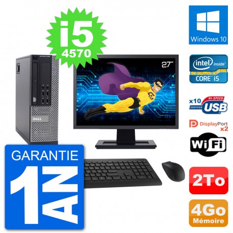 PC Dell 9020 SFF Ecran 27" Intel i5-4570 RAM 4Go Disque 2To Windows 10 Wifi