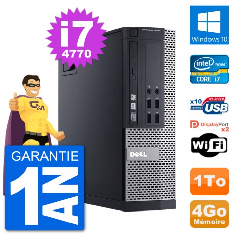 PC Dell 9020 SFF Intel Core i7-4770 RAM 4Go Disque Dur 1To Windows 10 Wifi