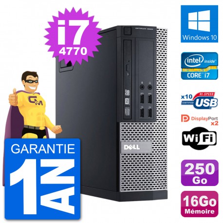 PC Dell 9020 SFF Intel Core i7-4770 RAM 16Go Disque Dur 250Go Windows 10 Wifi