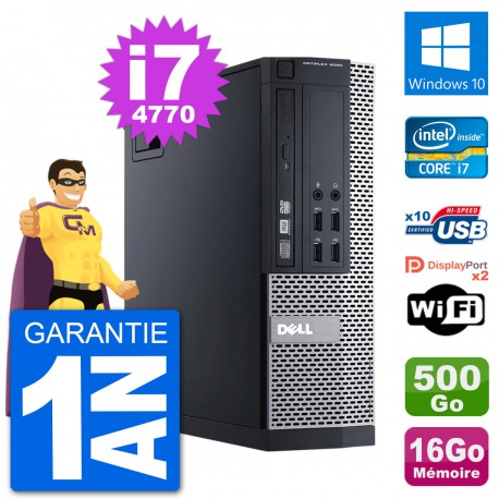 PC Dell 9020 SFF Intel Core i7-4770 RAM 16Go Disque Dur 500Go Windows 10 Wifi