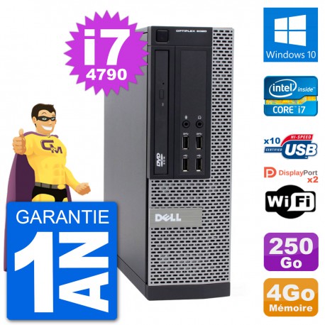 PC Dell 9020 SFF Intel Core i7-4790 RAM 4Go Disque Dur 250Go Windows 10 Wifi