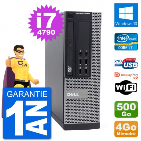 PC Dell 9020 SFF Intel Core i7-4790 RAM 4Go Disque Dur 500Go Windows 10 Wifi