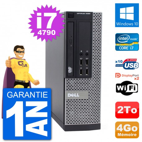 PC Dell 9020 SFF Intel Core i7-4790 RAM 4Go Disque Dur 2To Windows 10 Wifi