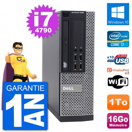 PC Dell 9020 SFF Intel Core i7-4790 RAM 16Go Disque Dur 1To Windows 10 Wifi