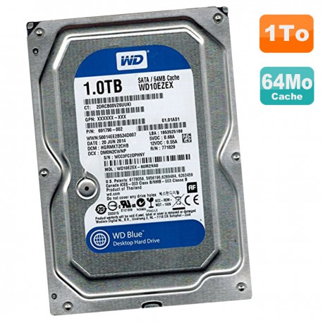 Disque Dur 1To WD Blue SATA III 3.5" WD10EZEX-60M2NA0 691790-003 7200RPM 64Mo