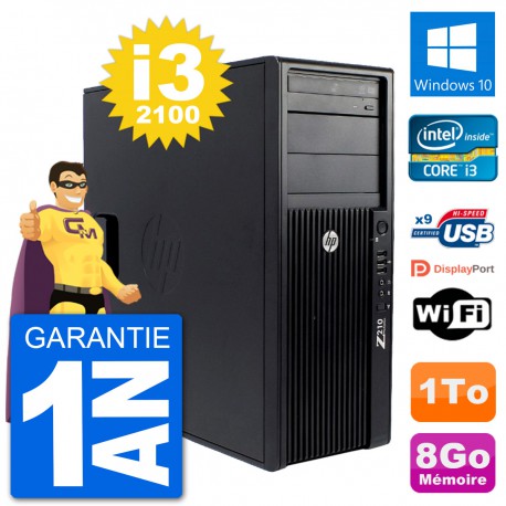 PC Tour HP Z210 Intel Core i3-2100 RAM 8Go Disque Dur 1To Windows 10 Wifi