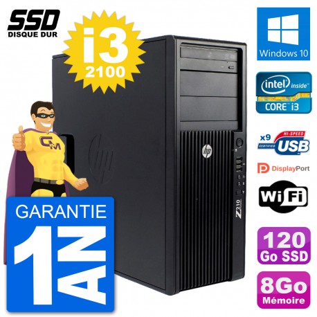 PC Tour HP WorkStation Z210 Intel Core i3-2100 RAM 8Go SSD 120Go Windows 10 Wifi