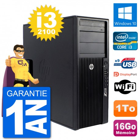 PC Tour HP Z210 Intel Core i3-2100 RAM 16Go Disque Dur 1To Windows 10 Wifi