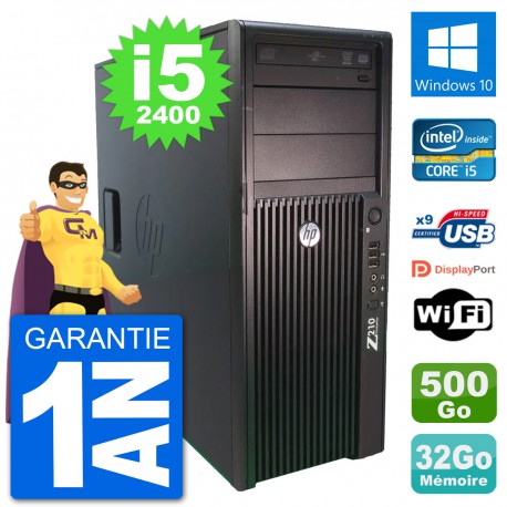 PC Tour HP Z210 Intel Core i5-2400 RAM 32Go Disque Dur 500Go Windows 10 Wifi