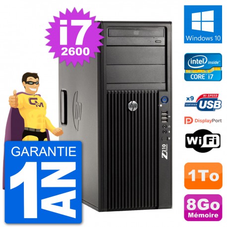 PC Tour HP Z210 Intel Core i7-2600 RAM 8Go Disque Dur 1To Windows 10 Wifi