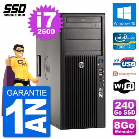 PC Tour HP WorkStation Z210 Intel Core i7-2600 RAM 8Go SSD 240Go Windows 10 Wifi