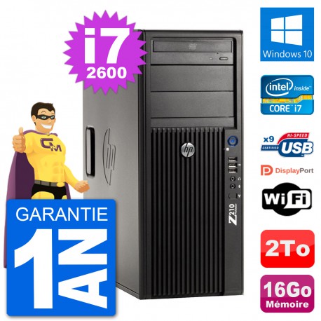 PC Tour HP Z210 Intel Core i7-2600 RAM 16Go Disque Dur 2To Windows 10 Wifi