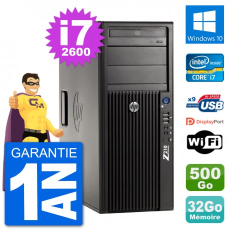 PC Tour HP Z210 Intel Core i7-2600 RAM 32Go Disque Dur 500Go Windows 10 Wifi