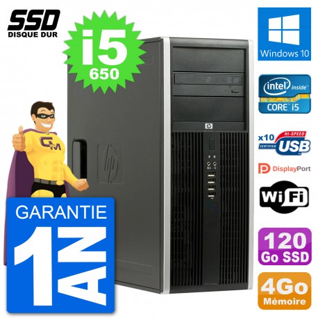 PC Tour HP 8100 Elite Intel Core i5-650 RAM 4Go SSD 120Go Windows 10 Wifi