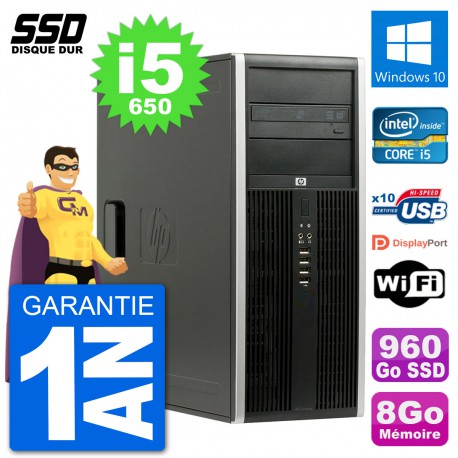 PC Tour HP 8100 Elite Intel Core i5-650 RAM 8Go SSD 960Go Windows 10 Wifi