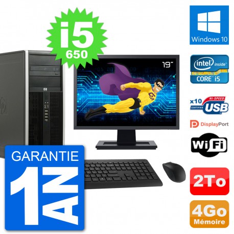 PC Tour HP 8100 Ecran 19" Intel Core i5-650 RAM 4Go Disque 2To Windows 10 Wifi