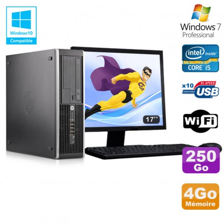 Lot PC HP Elite 8300 SFF I5-3470 3.2GHz 4Go 250Go Graveur Wifi W7 + Ecran 17"