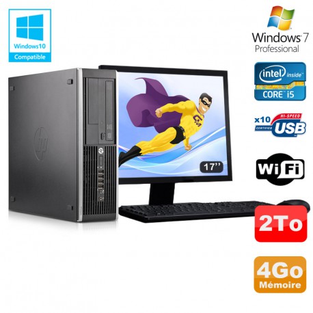 Lot PC HP Elite 8300 SFF I5-3470 3.2GHz 4Go 2To Graveur Wifi W7 + Ecran 17"