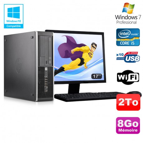 Lot PC HP Elite 8300 SFF I5-3470 3.2GHz 8Go 2To Graveur Wifi W7 + Ecran 17"