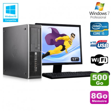 Lot PC HP Elite 8300 SFF I5-3470 3.2GHz 8Go 500Go Graveur Wifi W7 + Ecran 17"