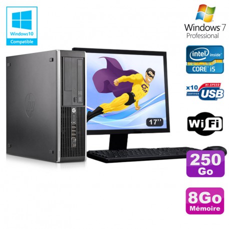 Lot PC HP Elite 8300 SFF I5-3470 3.2GHz 8Go 250Go Graveur Wifi W7 + Ecran 17"