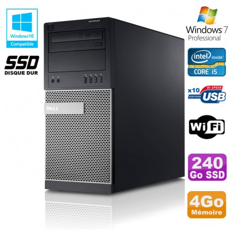 PC Tour Dell Optiplex 790 Core I5 3.1Ghz 4Go Disque 240Go SSD DVD WIFI Win 7