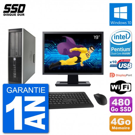 PC HP Compaq 6200 Pro SFF Ecran 19" Intel G630 RAM 4Go SSD 480Go Windows 10 Wifi