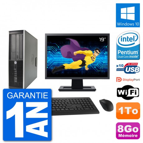 PC HP Compaq 6200 Pro SFF Ecran 19" G630 RAM 8Go Disque Dur 1To Windows 10 Wifi