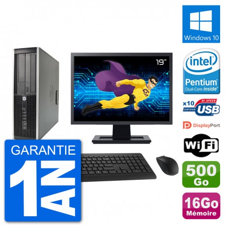 PC HP Compaq 6200 Pro SFF Ecran 19" G630 RAM 16Go Disque 500Go Windows 10 Wifi